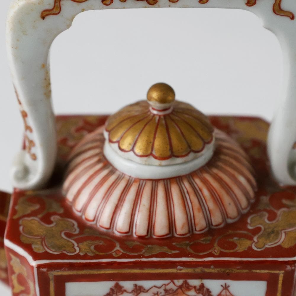 時代年代物 九谷焼 赤絵金彩唐草楼閣図 水注 酒器 煎茶器 - メルカリ