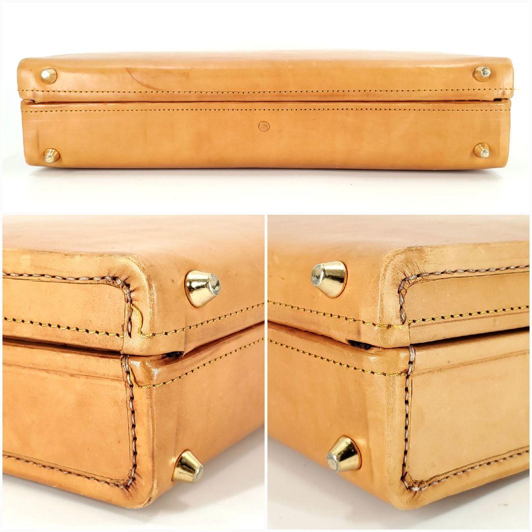 ヌメ革◆福岡 LEAVES◆牛本革レザートランク鍵付きショルダー付き 1066