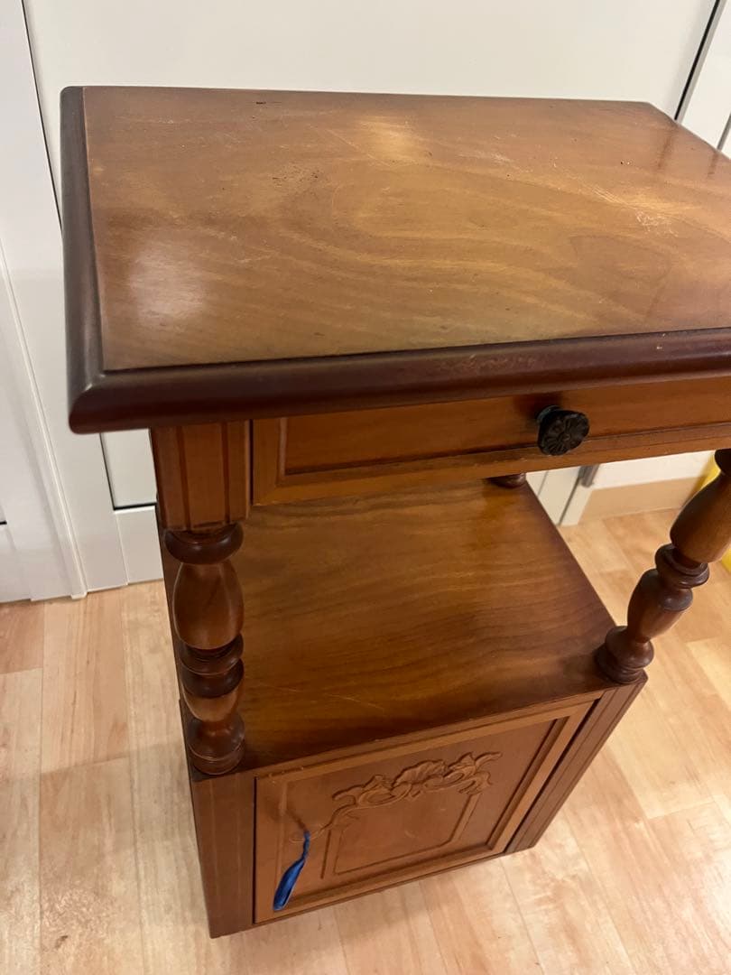 【昭和レトロ】 木製コンソールテーブル コールキャビネット 電話台 花台