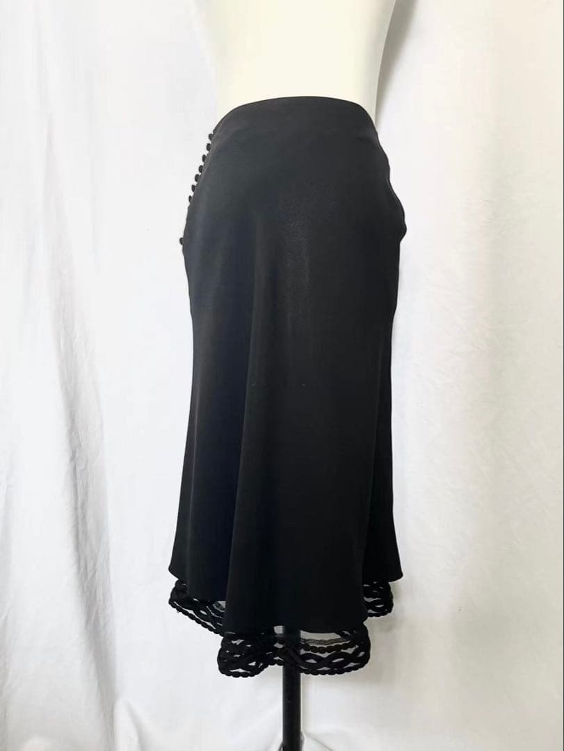 Christian Diorブラック フレアスカート レース裾