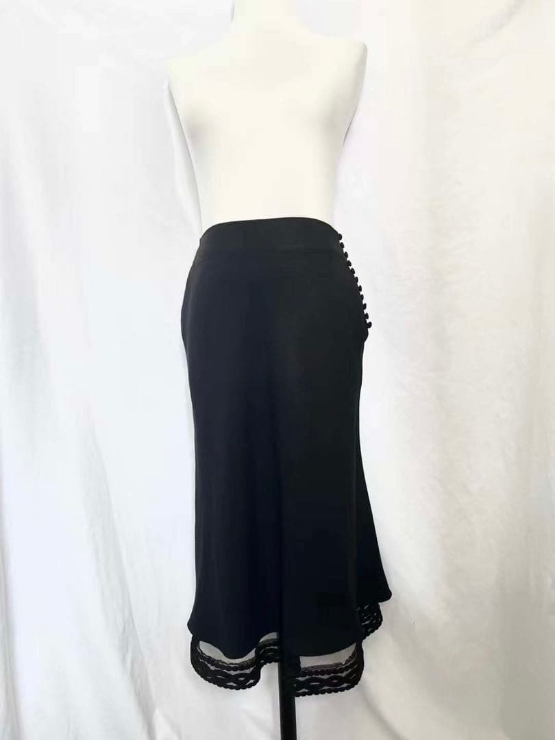 Christian Diorブラック フレアスカート レース裾