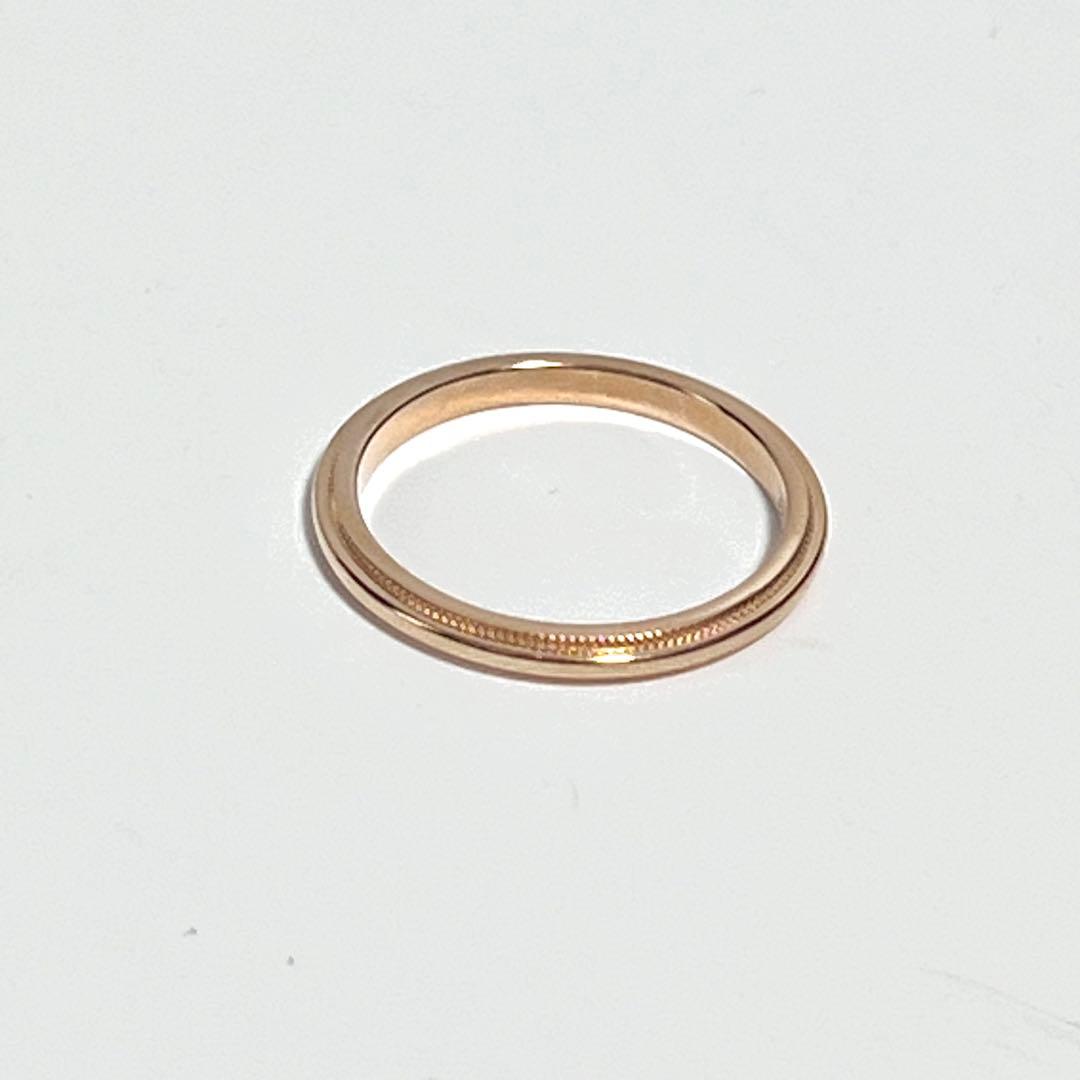 ティファニー K18PG ミルグレインリング 2mm #12.5