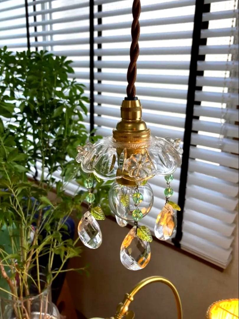 専用 ミニシャンデリア 【植物】 ウランガラスビーズ フランス 超ミニ