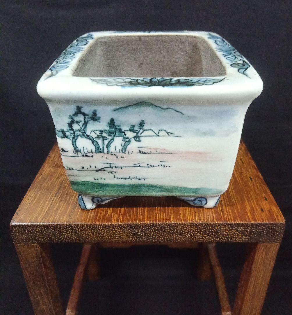 021.【陶翠窯 】エン付長角3号盆栽鉢/植木鉢