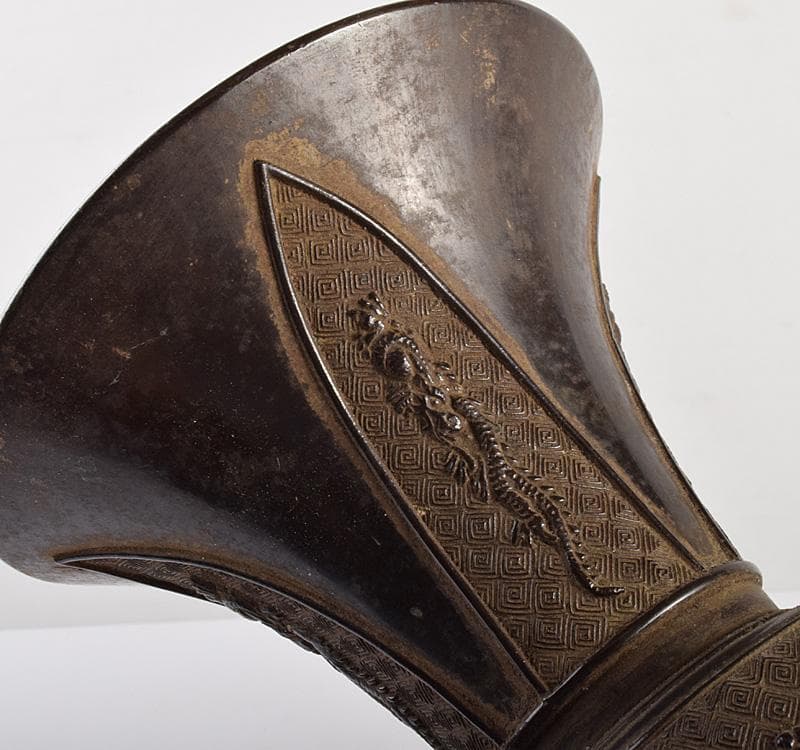 中国　古銅宣徳銅　神獣雷文瓢　M　R4924