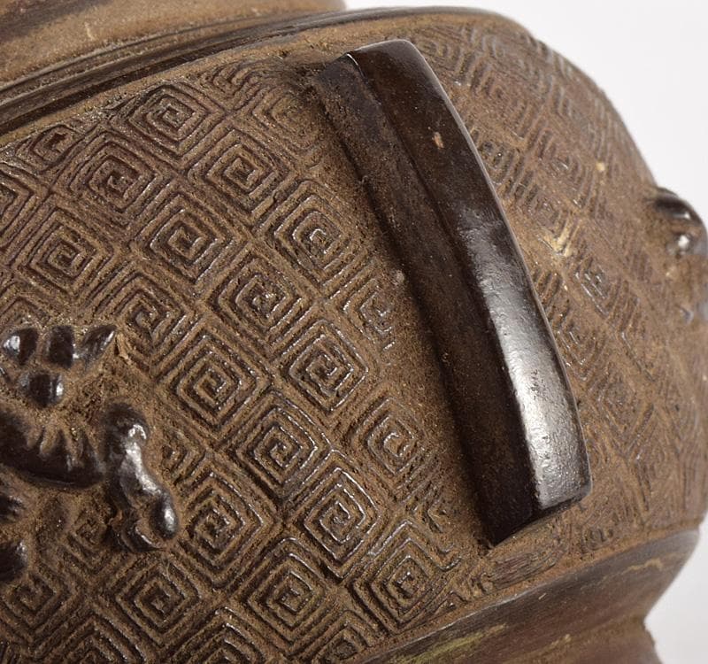 中国　古銅宣徳銅　神獣雷文瓢　M　R4924