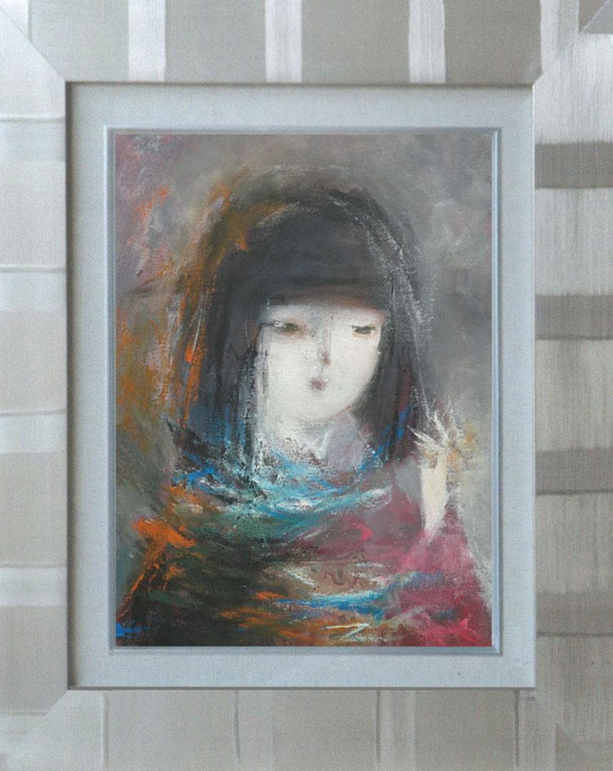 油絵 絵 絵画 インテリア 額付(白) F6-050513 人物 女性像
