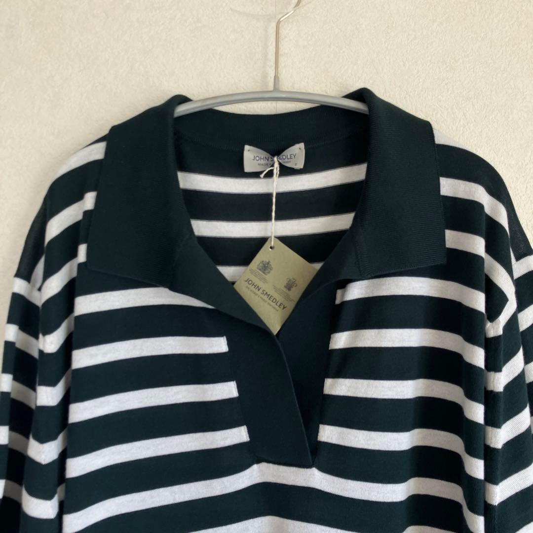 新品　john smedley SOLAオーバーサイズボーダー ニットポロ