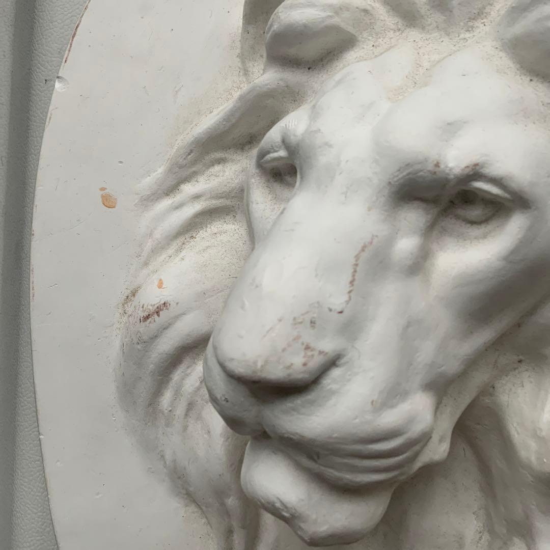 ライオン 壁掛け 石膏オブジェ 傷汚れあります ライオン 石膏 壁掛け
