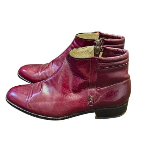 サンローラン　ショートブーツ　バーガンディ