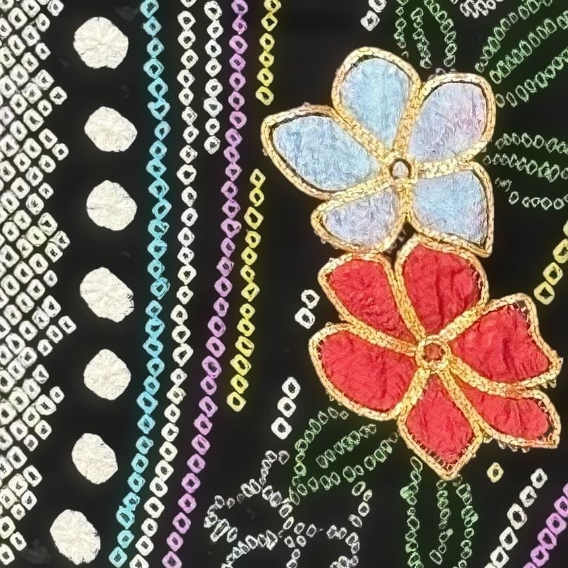 ちゃるる様専用 総絞り 本振袖 金駒刺繍 友禅入り 花柄 黒色