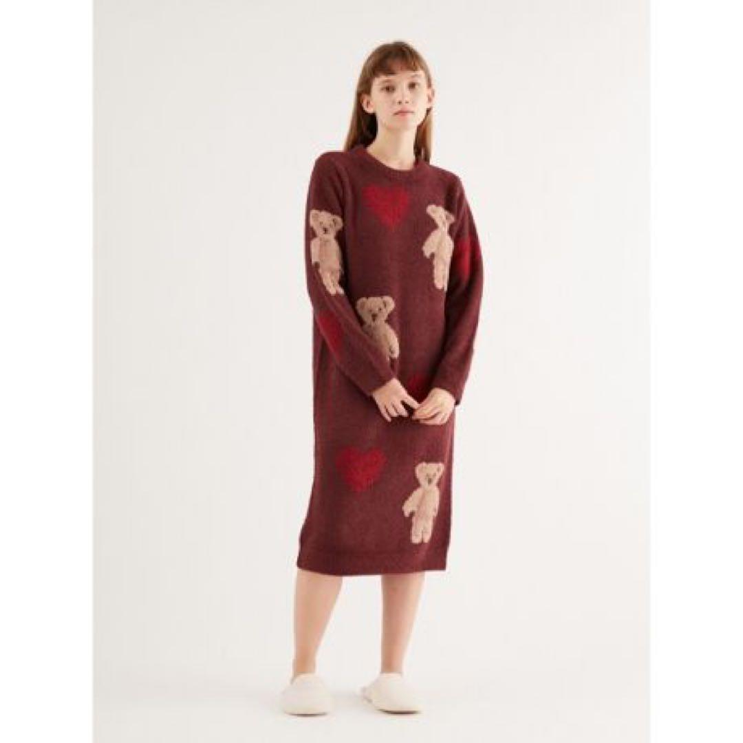 新品　ジェラートピケ　ホリデー　限定　ベア　ハート　ジャガード　ワンピース