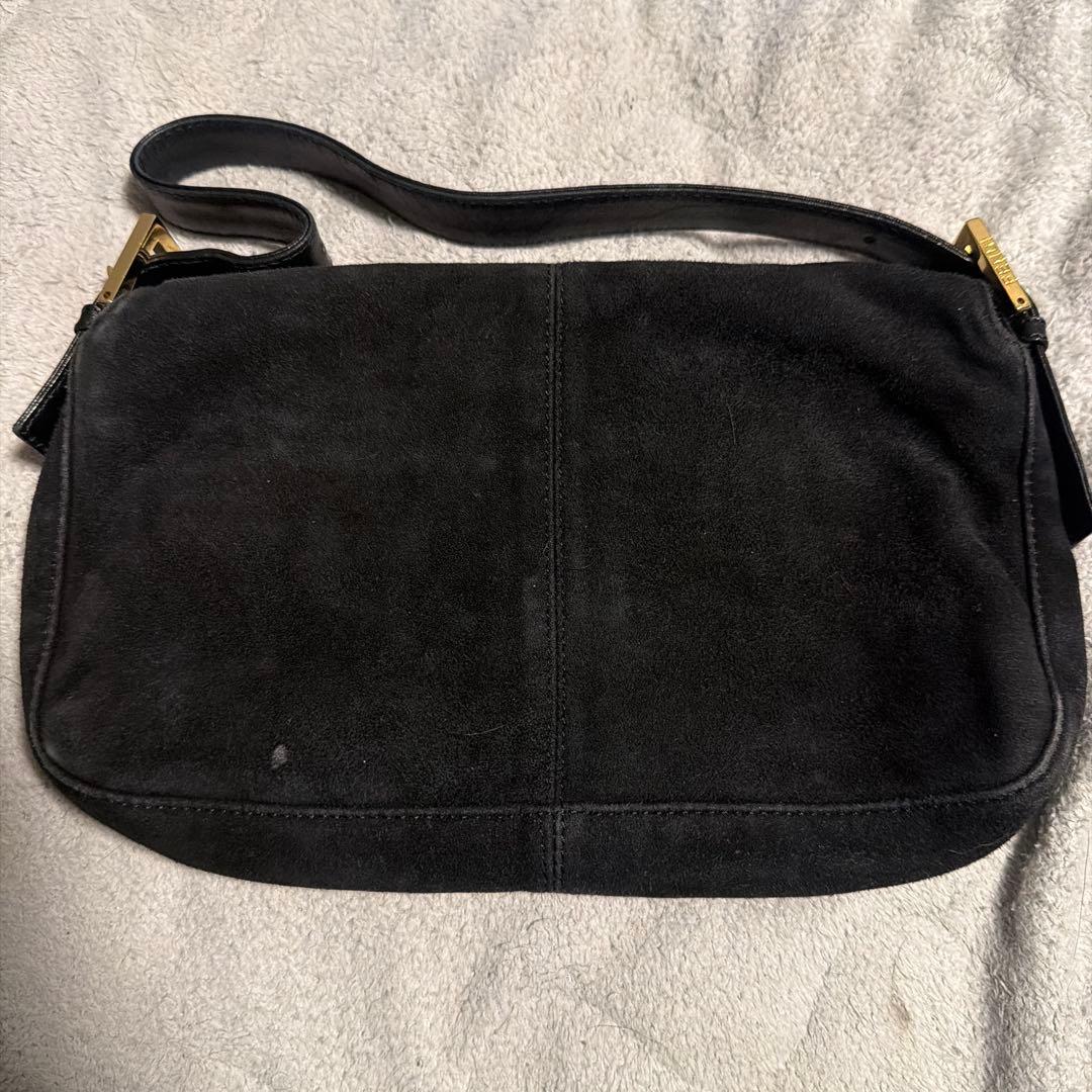 FENDI 黒スエード レザー ハンドバッグ
