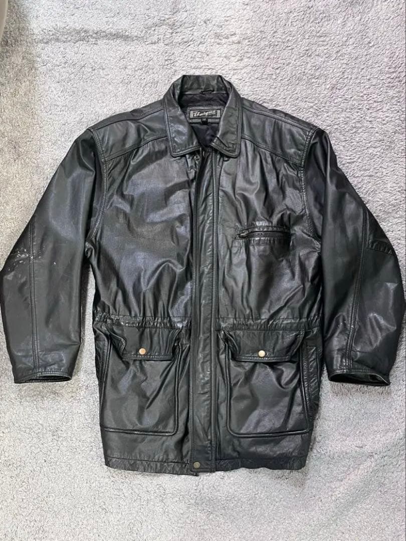 希少】黒タグ UNIQUE old UNIQLO レザージャケット LL - メルカリ