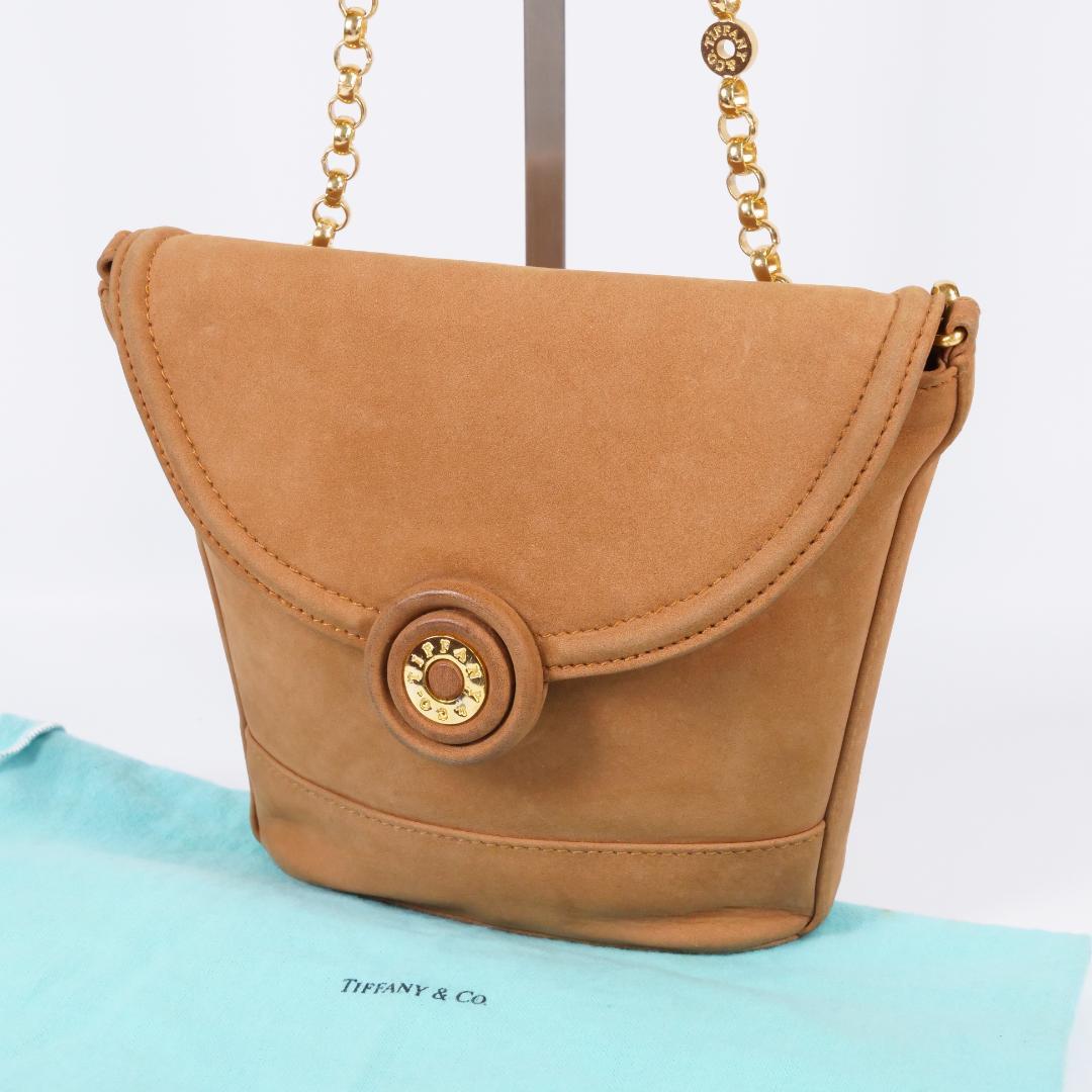 美品✨ティファニー チェーン ショルダーバッグ スエード サークルロゴ