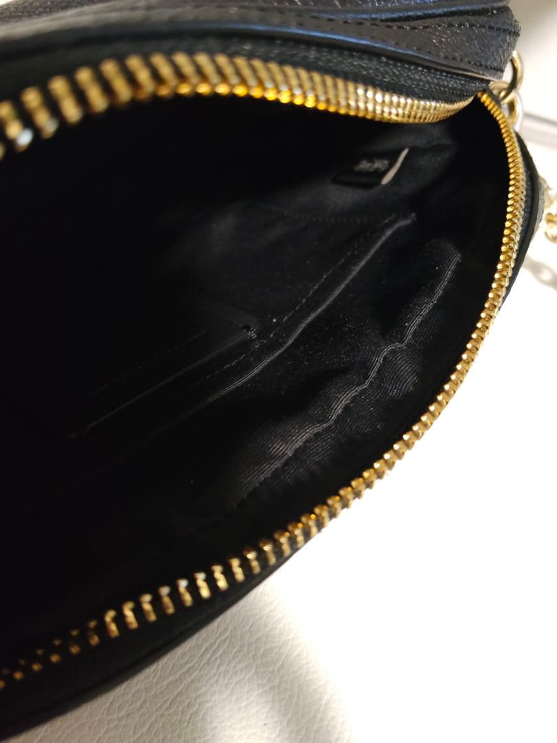 COACH ブラック　レザー　ショルダー　バッグ　黒　ロゴ　チェーン　コーチ