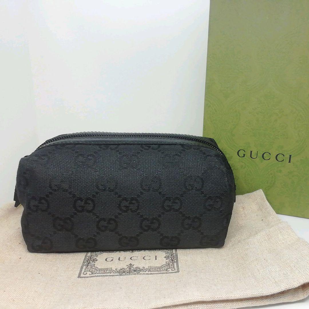 GUCCI グッチ キャンバス ブラック コスメポーチ 小物入れ 保存袋