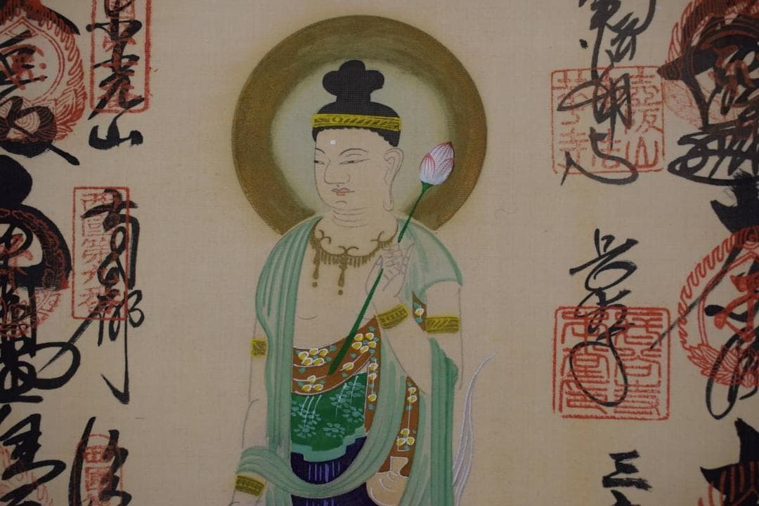 西国三十三ヶ所集印肉筆掛軸/御朱印/掛軸☆宝船☆Y-446