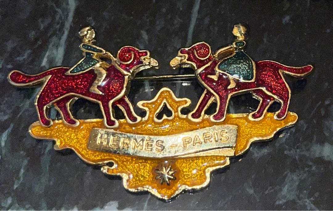 エルメス 七宝焼 少年 少女 犬 モチーフ HERMES ヴィンテージエルメス