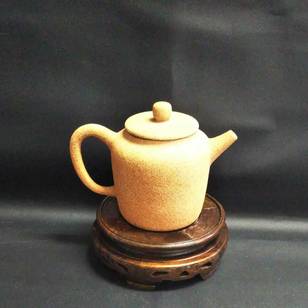※中国古美術/朱泥梨地詩文茶壺/(底款:王東石)【保存箱付】