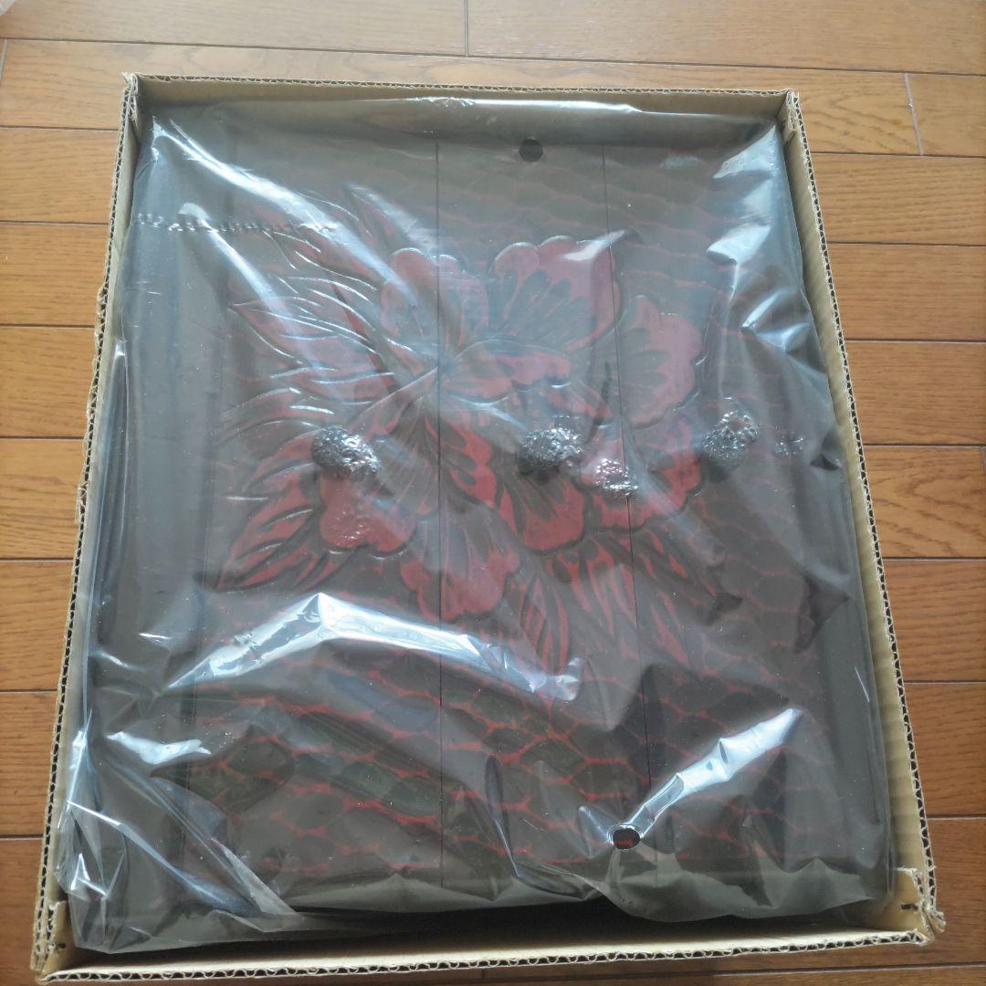 鎌倉彫漆器 牡丹柄 文箱 引き出し3つ