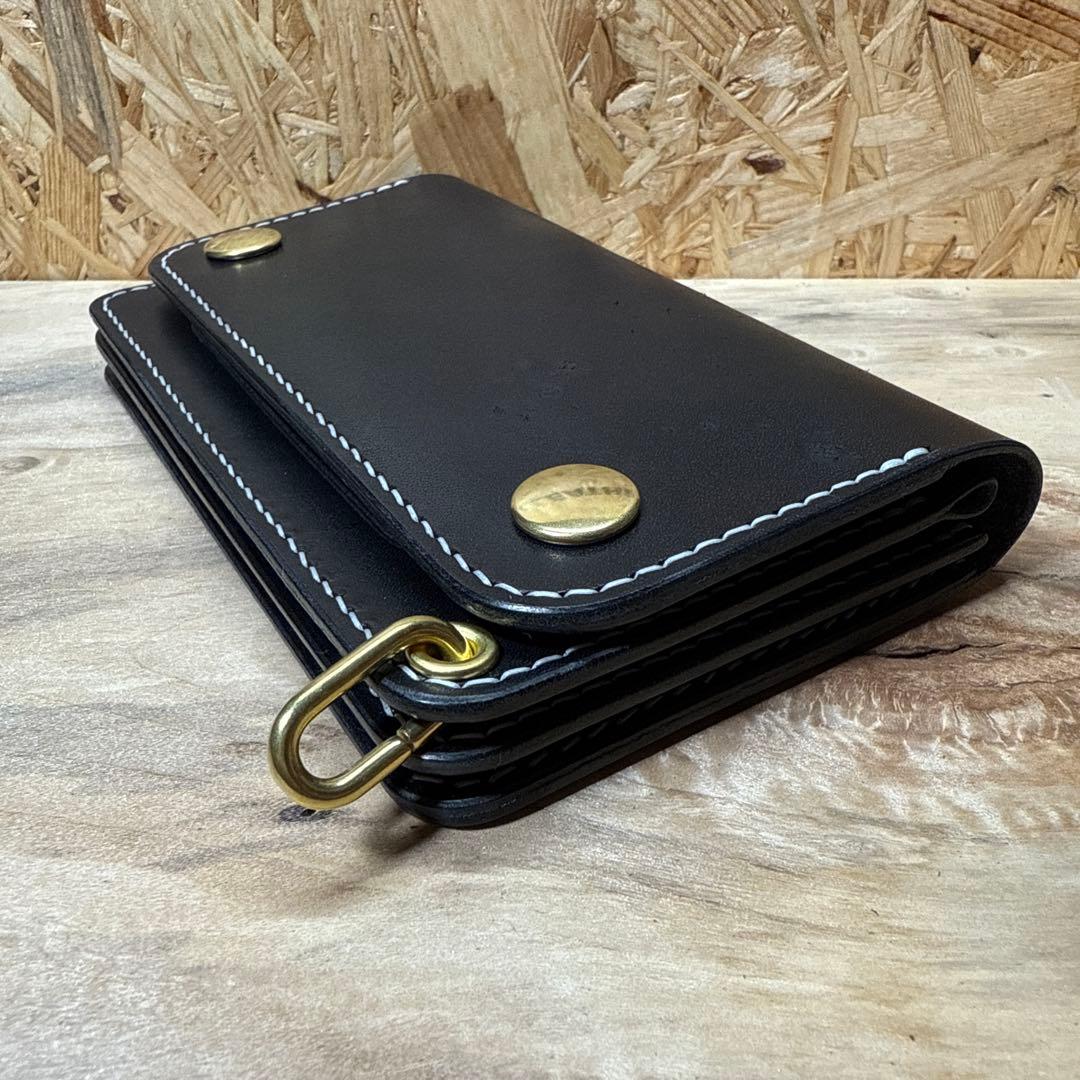 150 カスタム ミドル トラッカーウォレット 姫路レザー オイルヌメ 真鍮 白