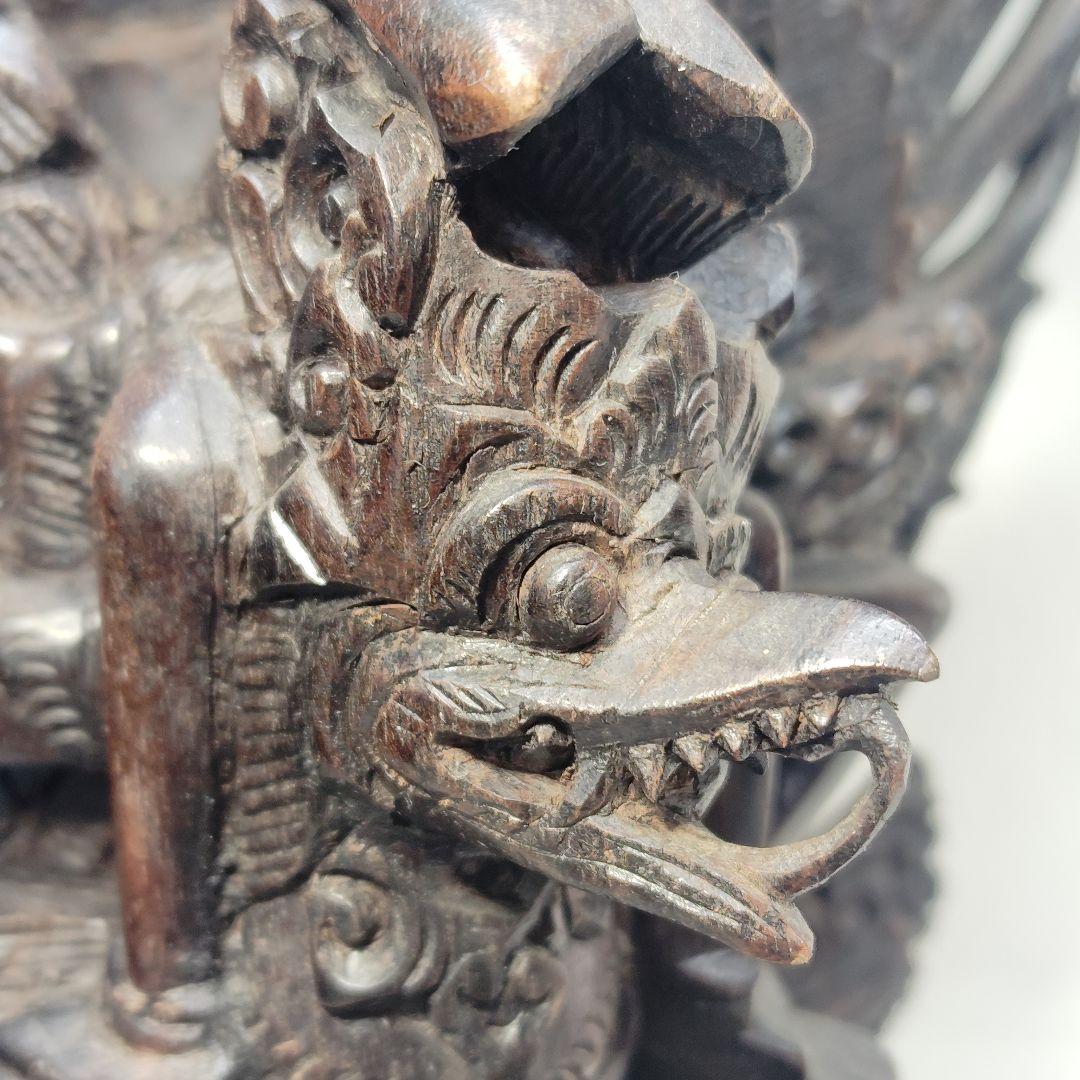 美品】バリ島 ヴィシュヌ神 ガルーダ像 守護神 聖鳥 木彫り 黒檀 工芸