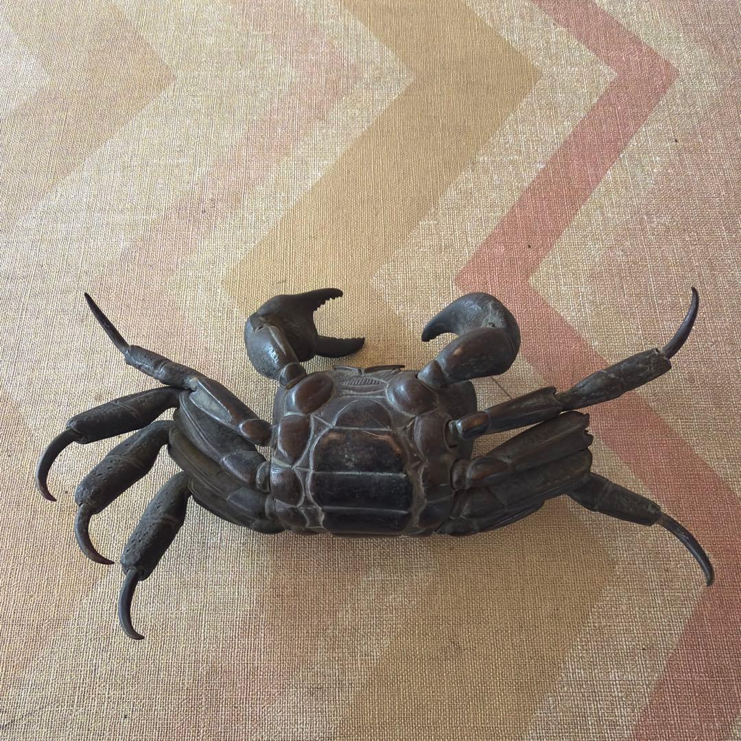 金属製 黒色カニ形状装飾品 江戸後期から明治の物
