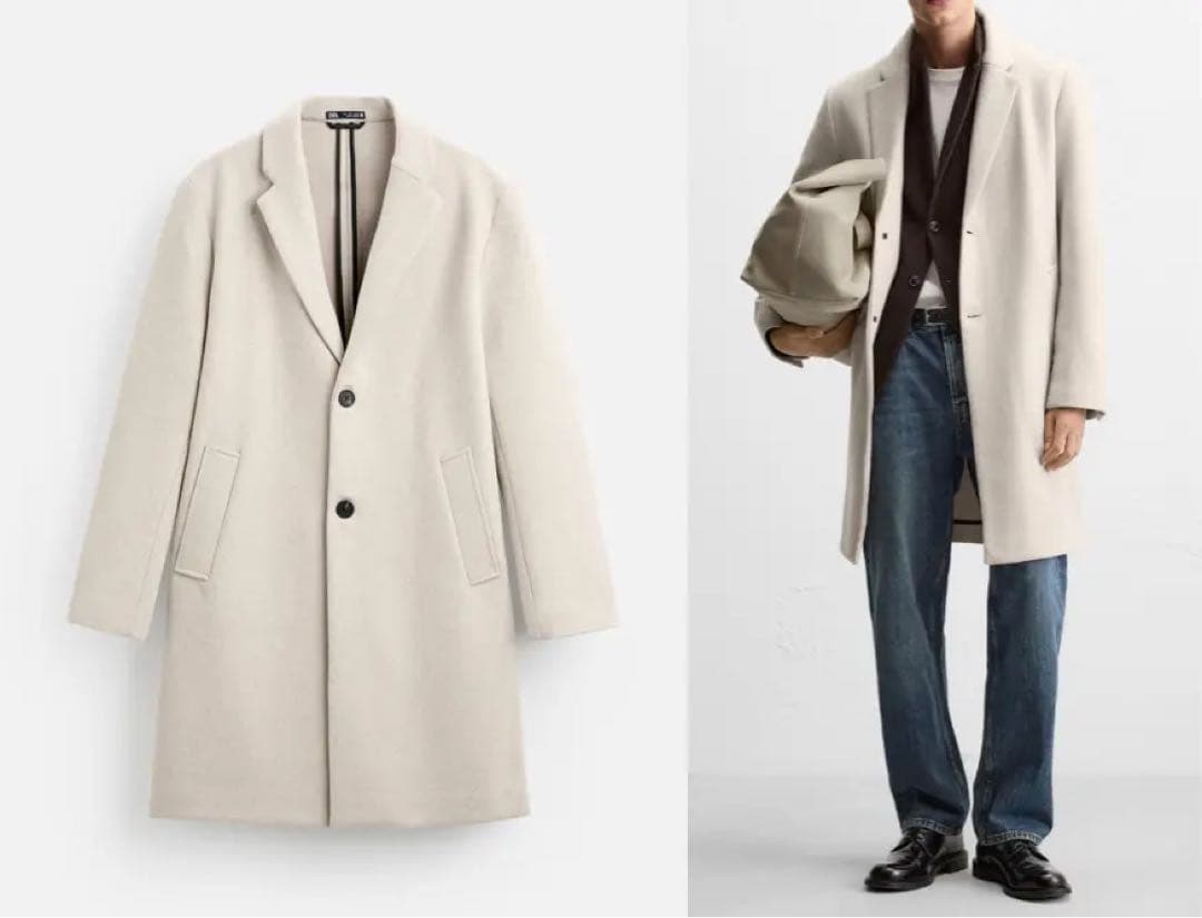 ZARA ライトベージュ ウールコート 年末セール開催中！