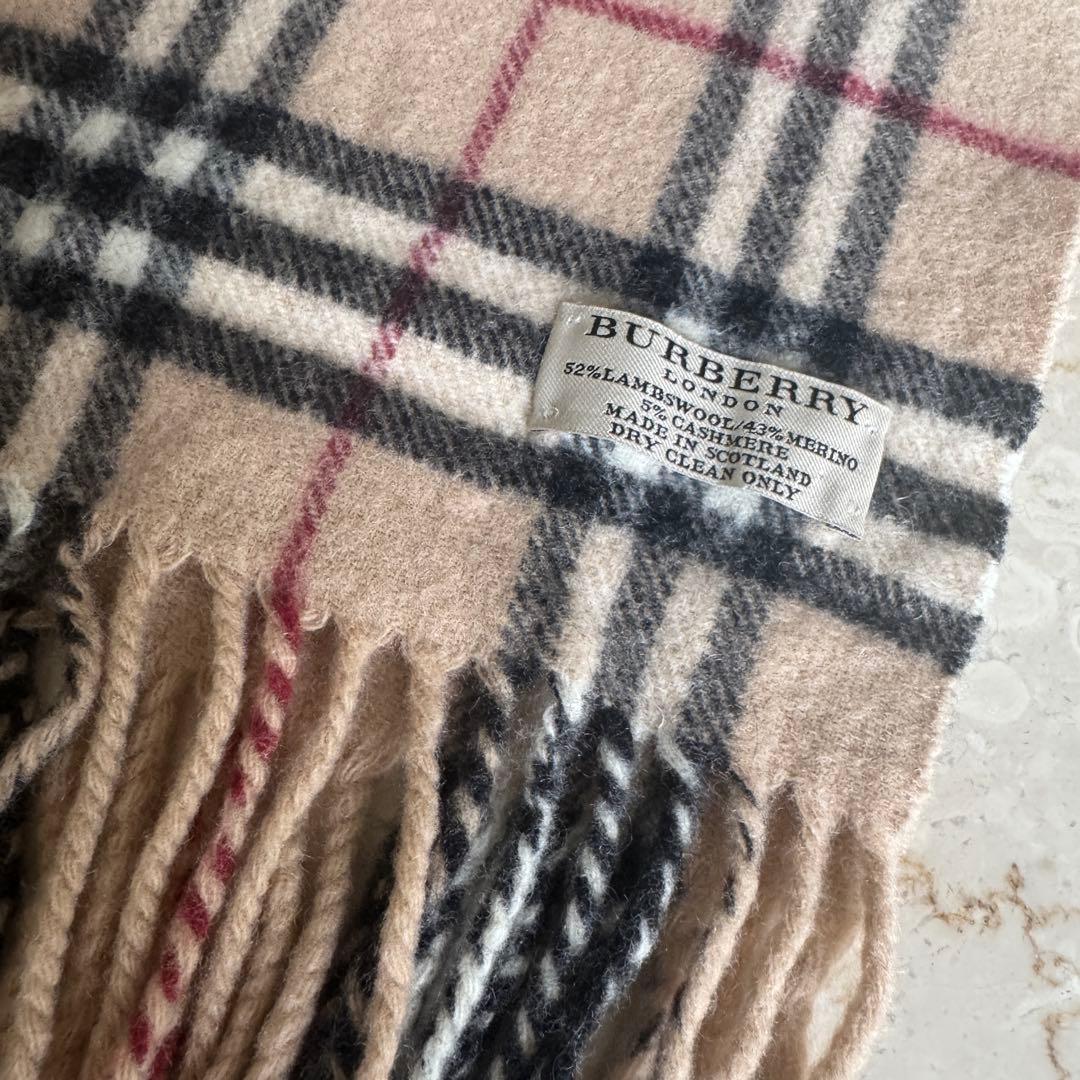 BURBERRY バーバリー 白タグ カシミヤ混 ノバチェック ウール マフラー