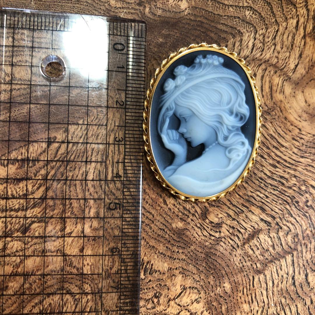 カメオ ネックレストップ兼ブローチ 昭和レトロ K18 刻印 カメオ