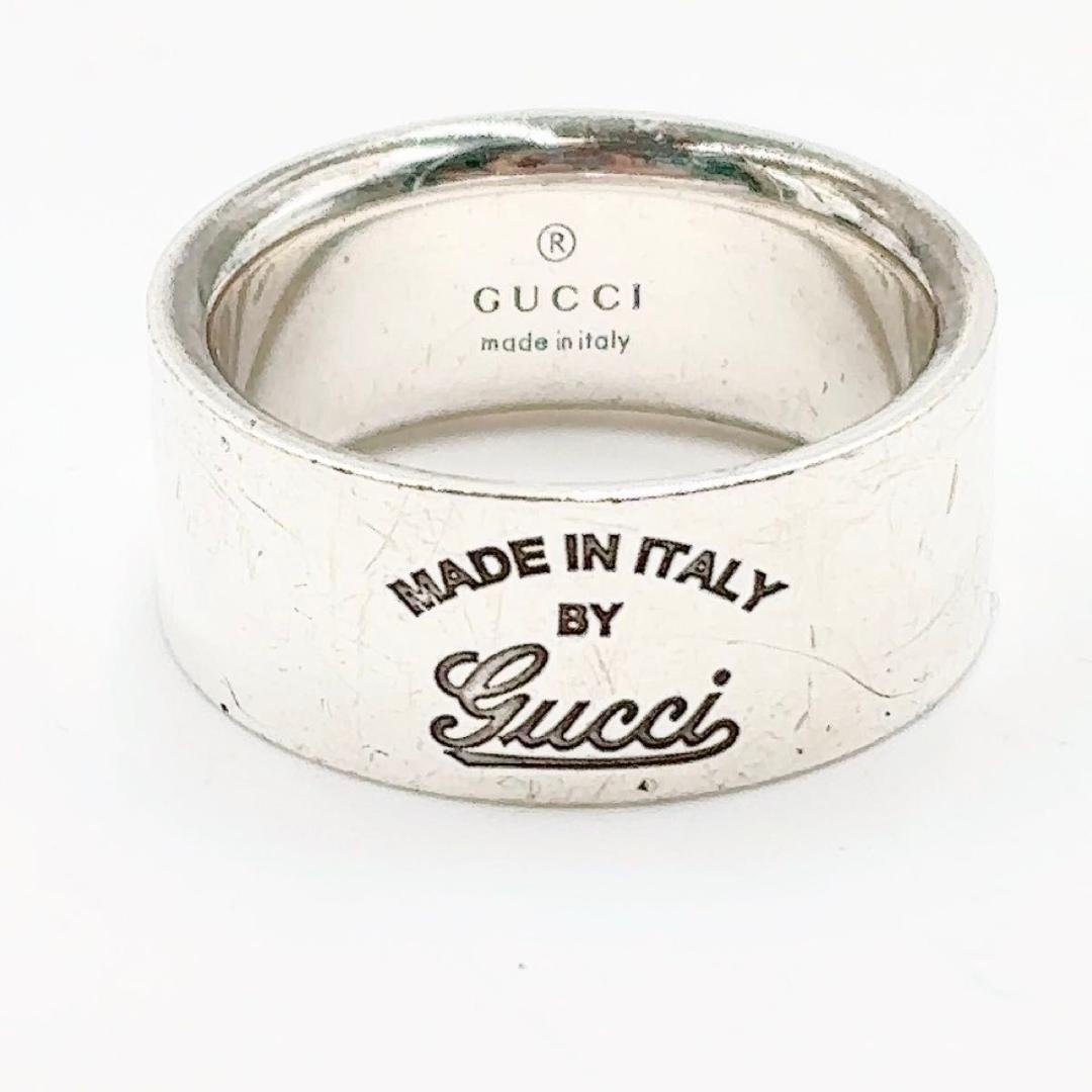 グッチ　GUCCI リング　ロゴ　黒文字　筆記体　約16号