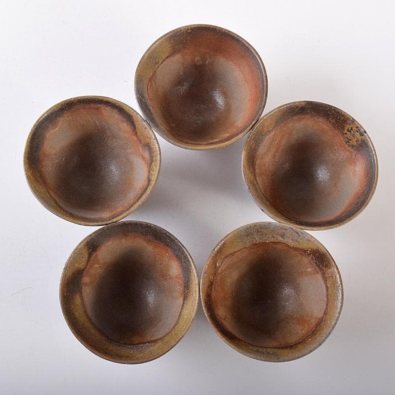 煎茶道具 備前焼 小西陶古作 煎茶碗 五客 共箱 D R7888