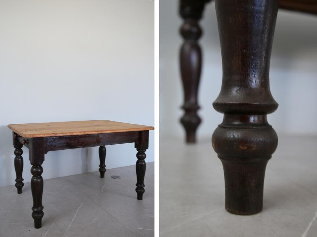 イギリスアンティークオールドパイン材の古木ダイニングテーブル/木製机(72-75