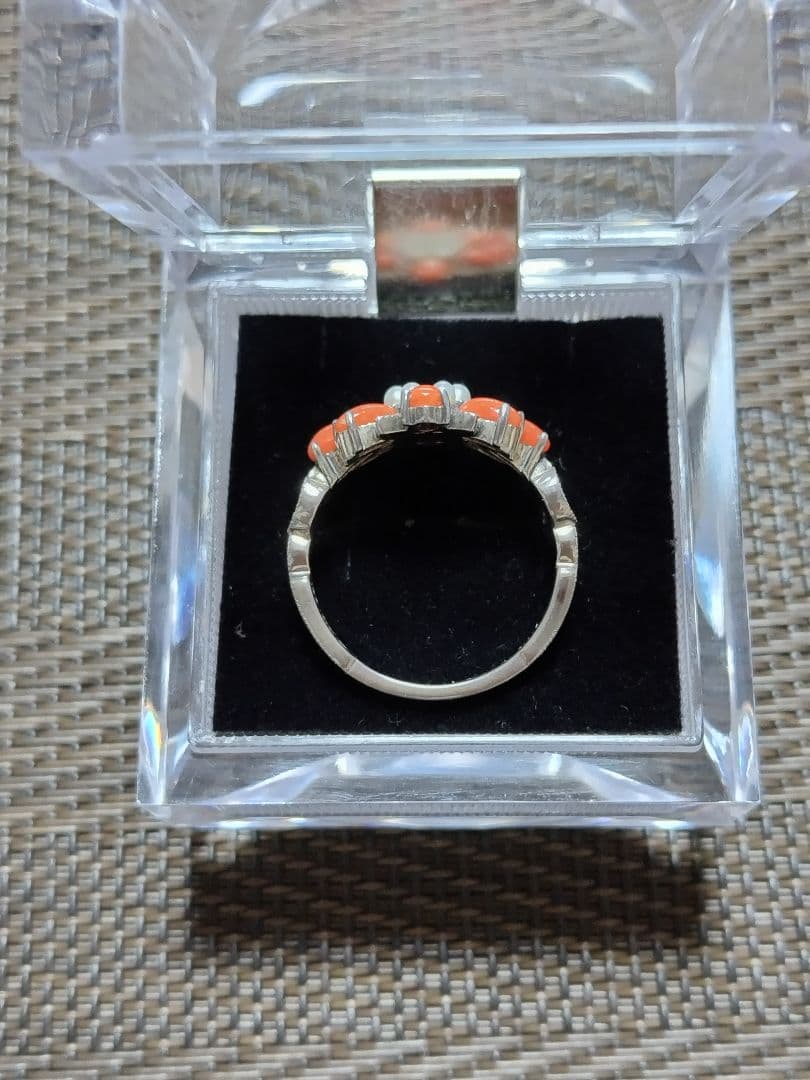 [未使用品] 碌山 リング 珊瑚 シードパール マルカジット 16.5号
