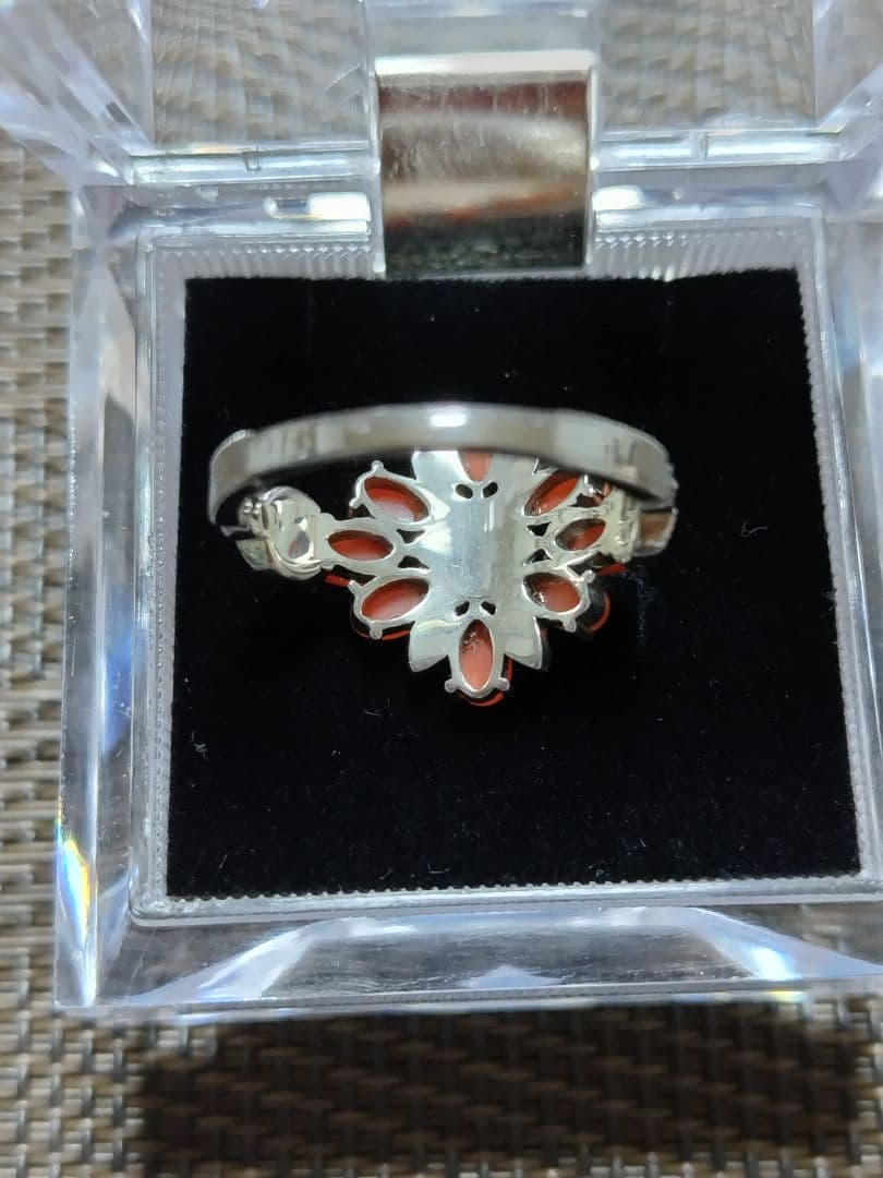 [未使用品] 碌山 リング 珊瑚 シードパール マルカジット 16.5号