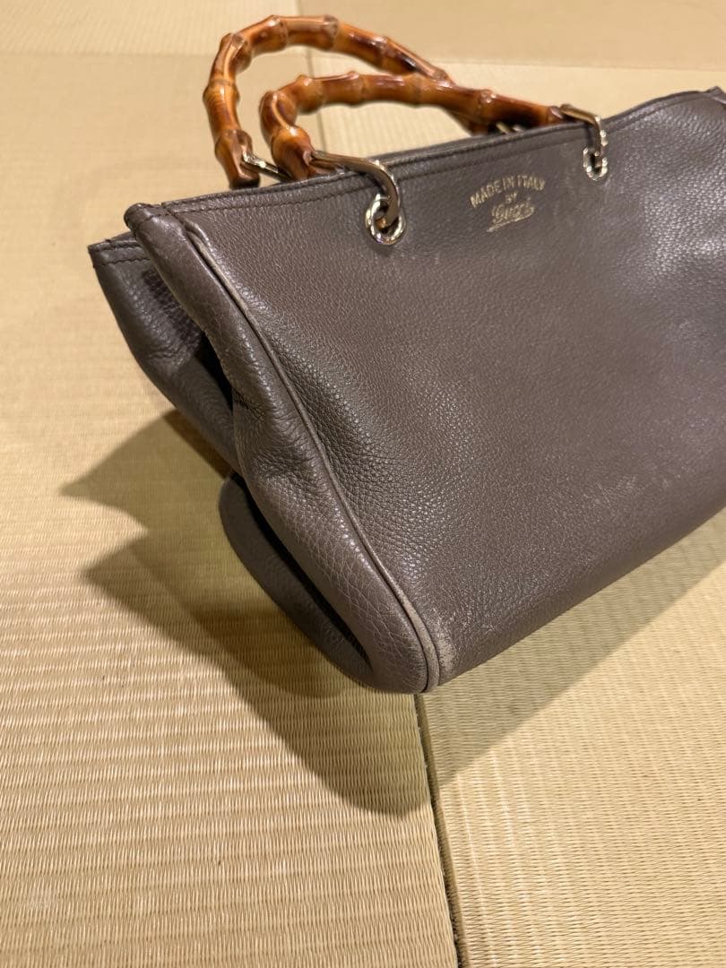 P*e様 GUCCI バンブーハンドル レザートートバッグ MADE IN IT