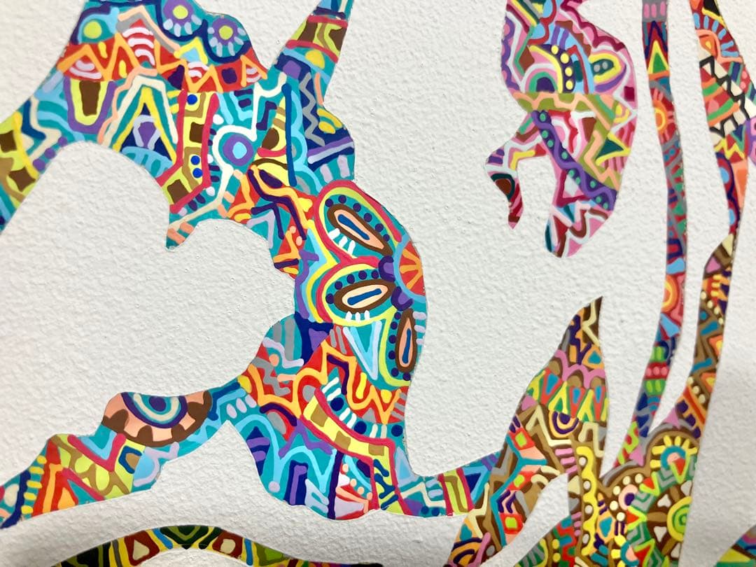 原画　サイ　動物画　絵画　アクリル画　現代アート　細密画　手描き　一点物