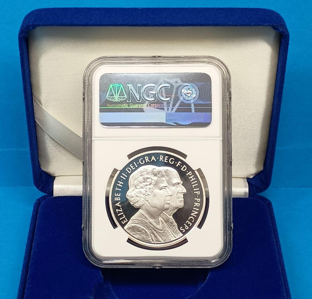 2007 イギリス ダイヤモンドウエディング 5ポンド銀貨 NGC PF70UC