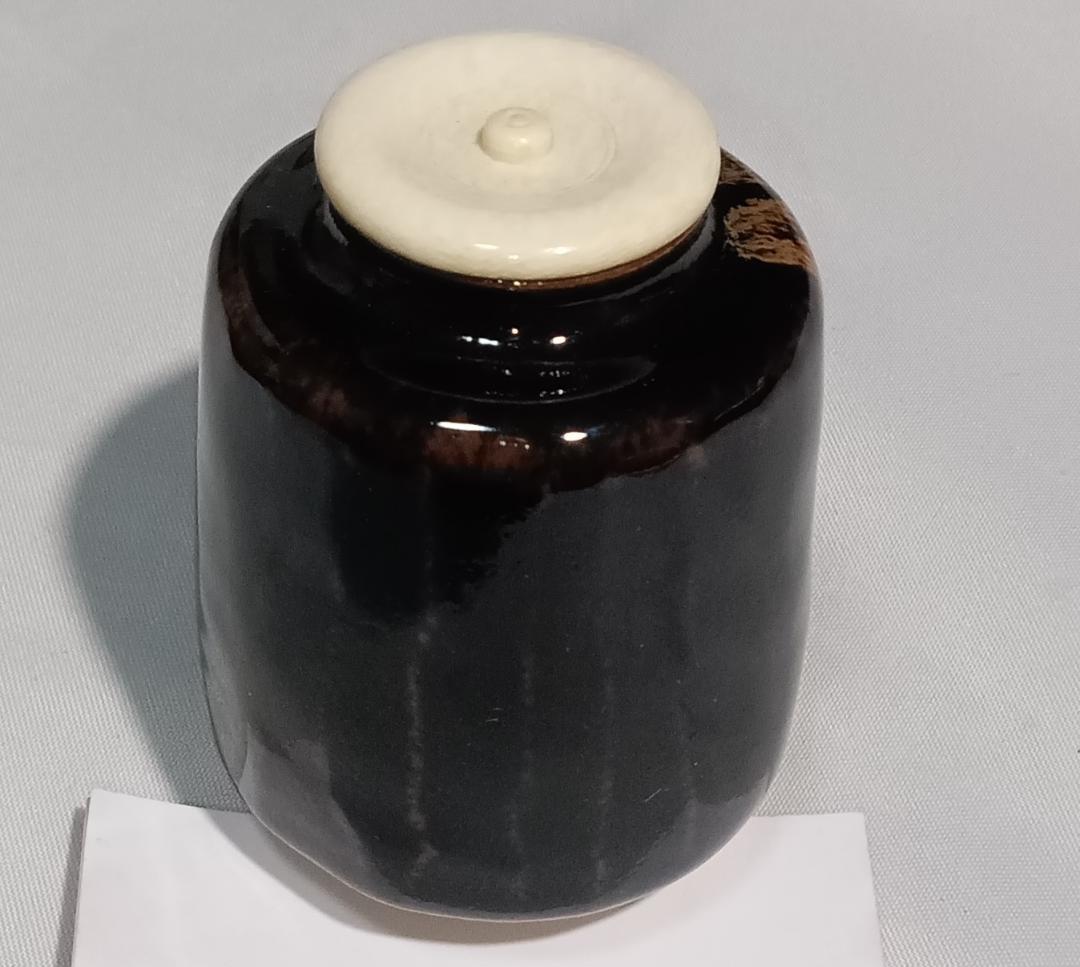 茶道具 京都嵯峨 嵯峨焼 橋本永豊作 肩衝茶入 紅牙瑞錦仕