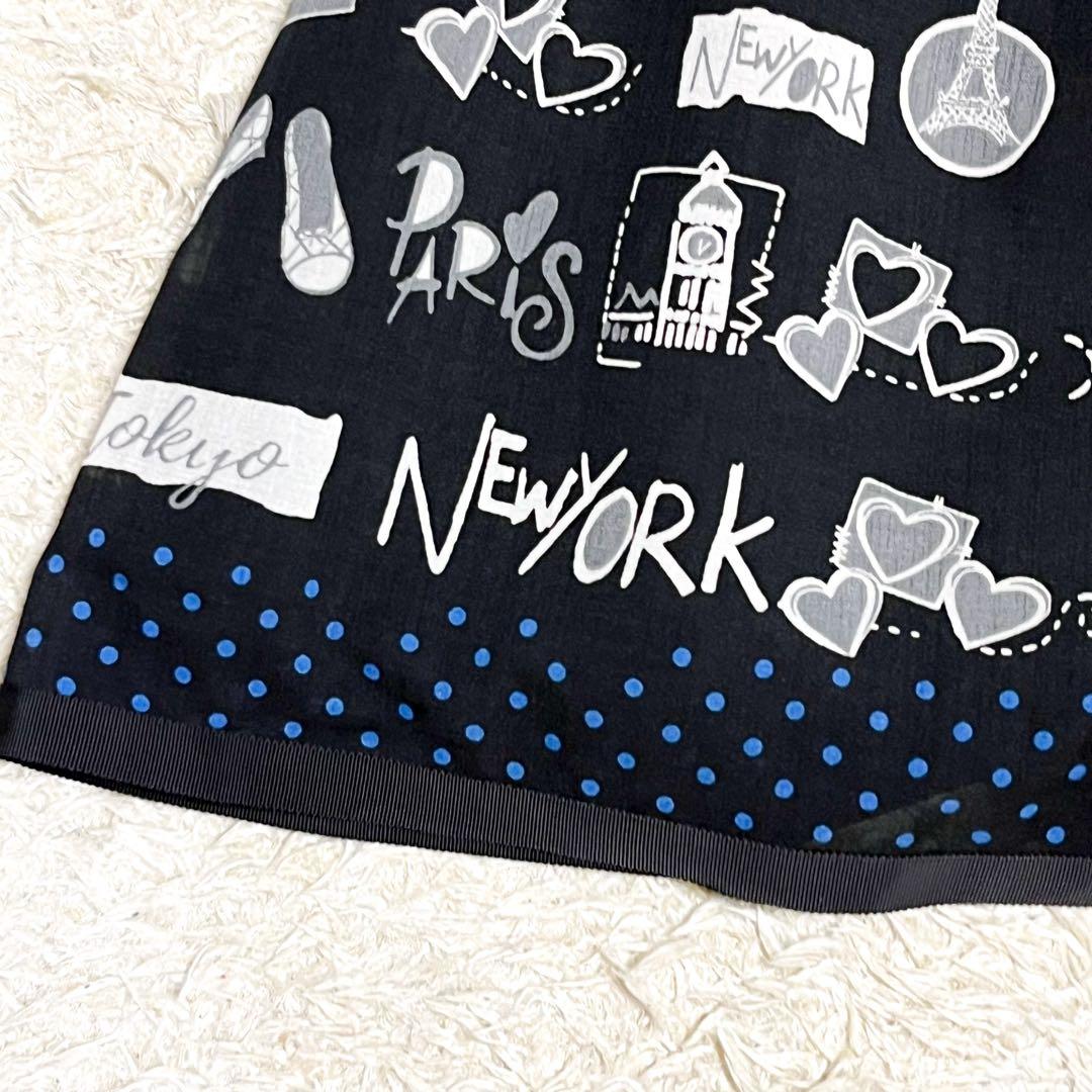 M'S GRACY 街モチーフ タックスカート パリ柄 フレアスカート ドット