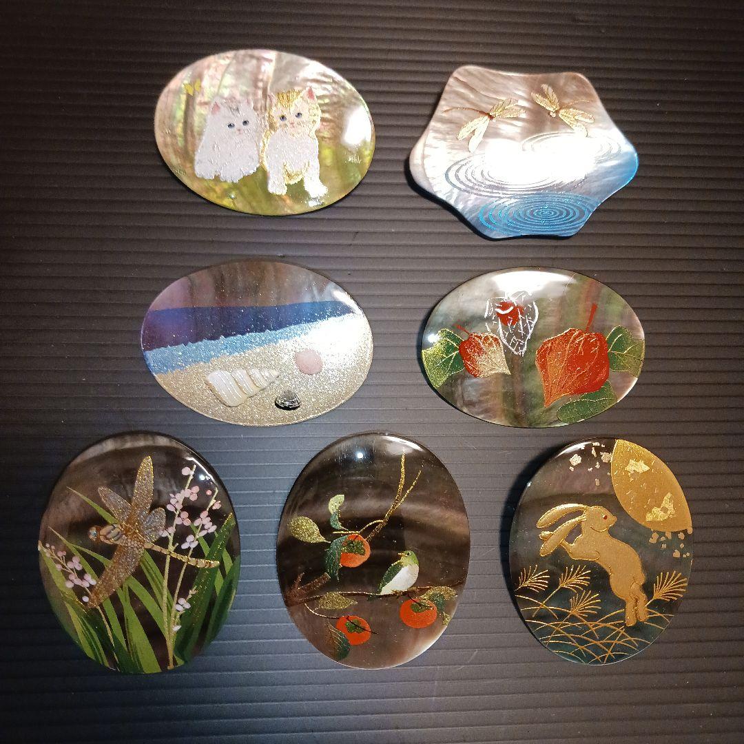 山田玲子 近代蒔絵 Rei 蒔絵 ブローチ ネックレストップ 7点まとめて