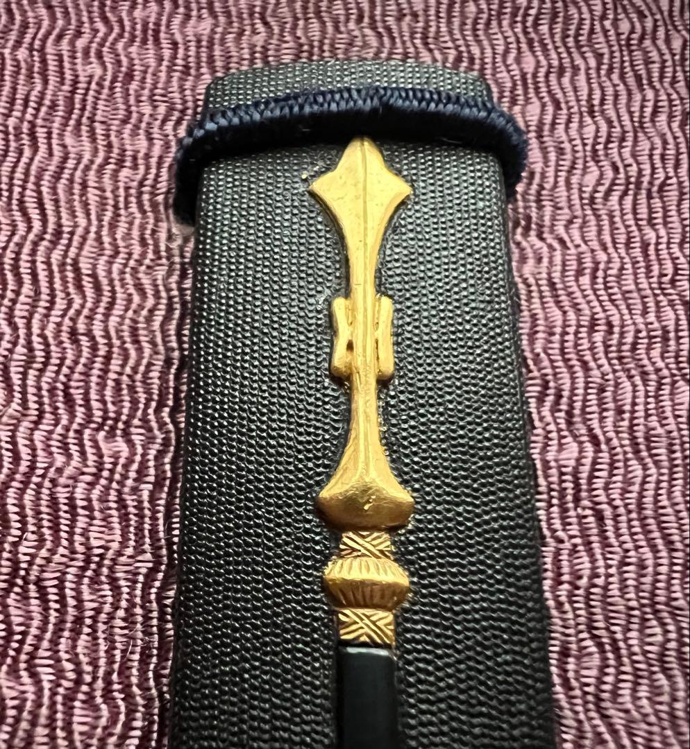 刀装具 小柄(柄のみ) 江戸金工 青龍刀 関羽模様図 箱付き