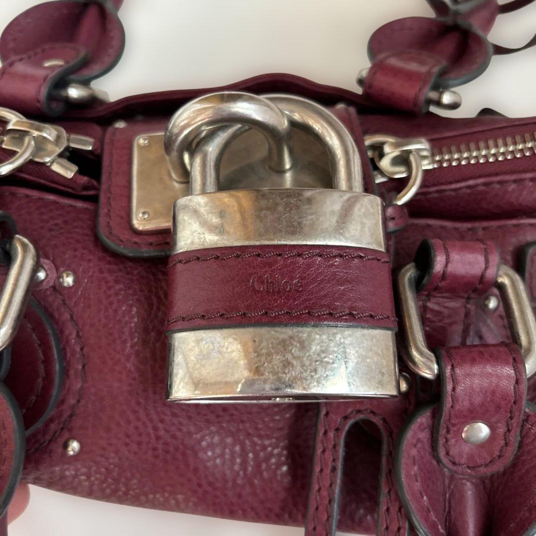 クロエ パディントン ボルドー 鍵付き ハンドバッグ