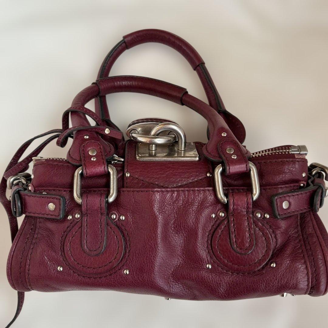 クロエ パディントン ボルドー 鍵付き ハンドバッグ