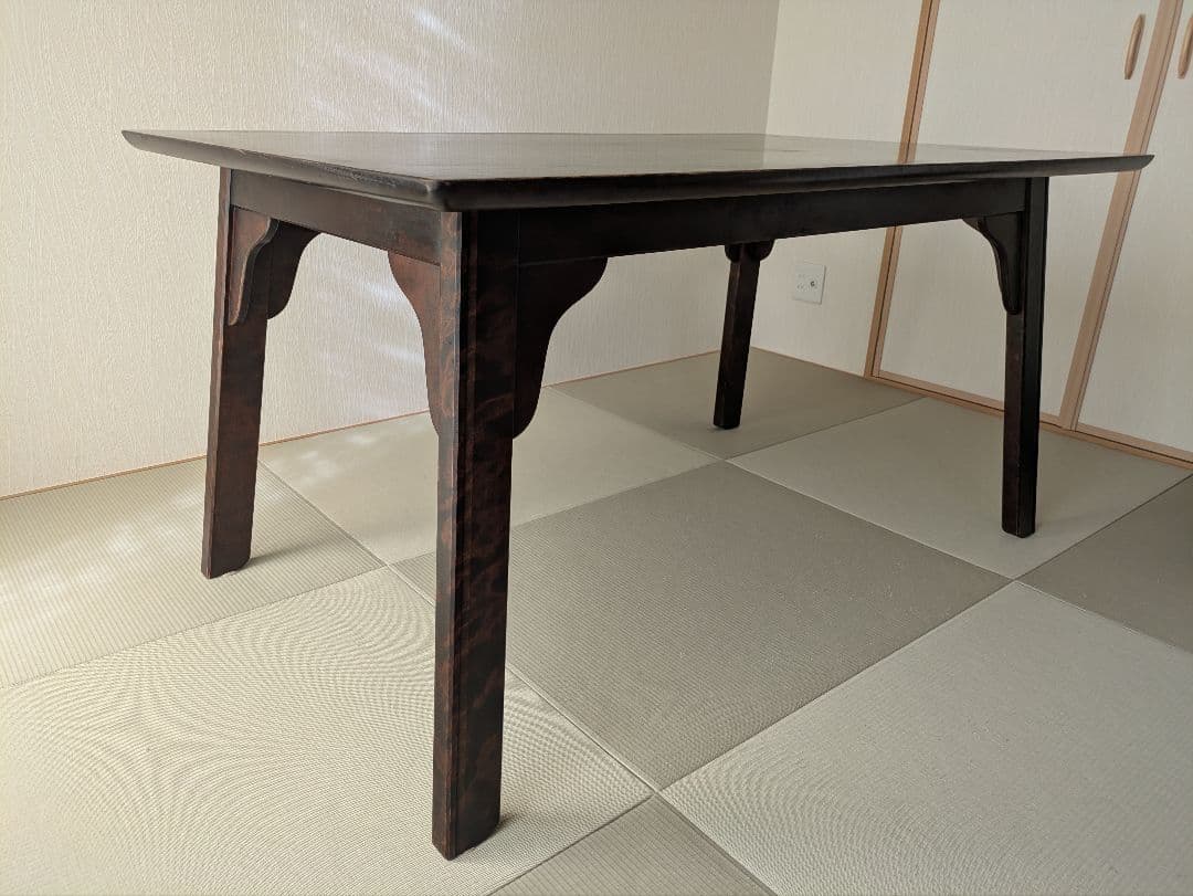 【北海道民芸家具】無垢 ダイニングテーブル 民芸調 アンティーク