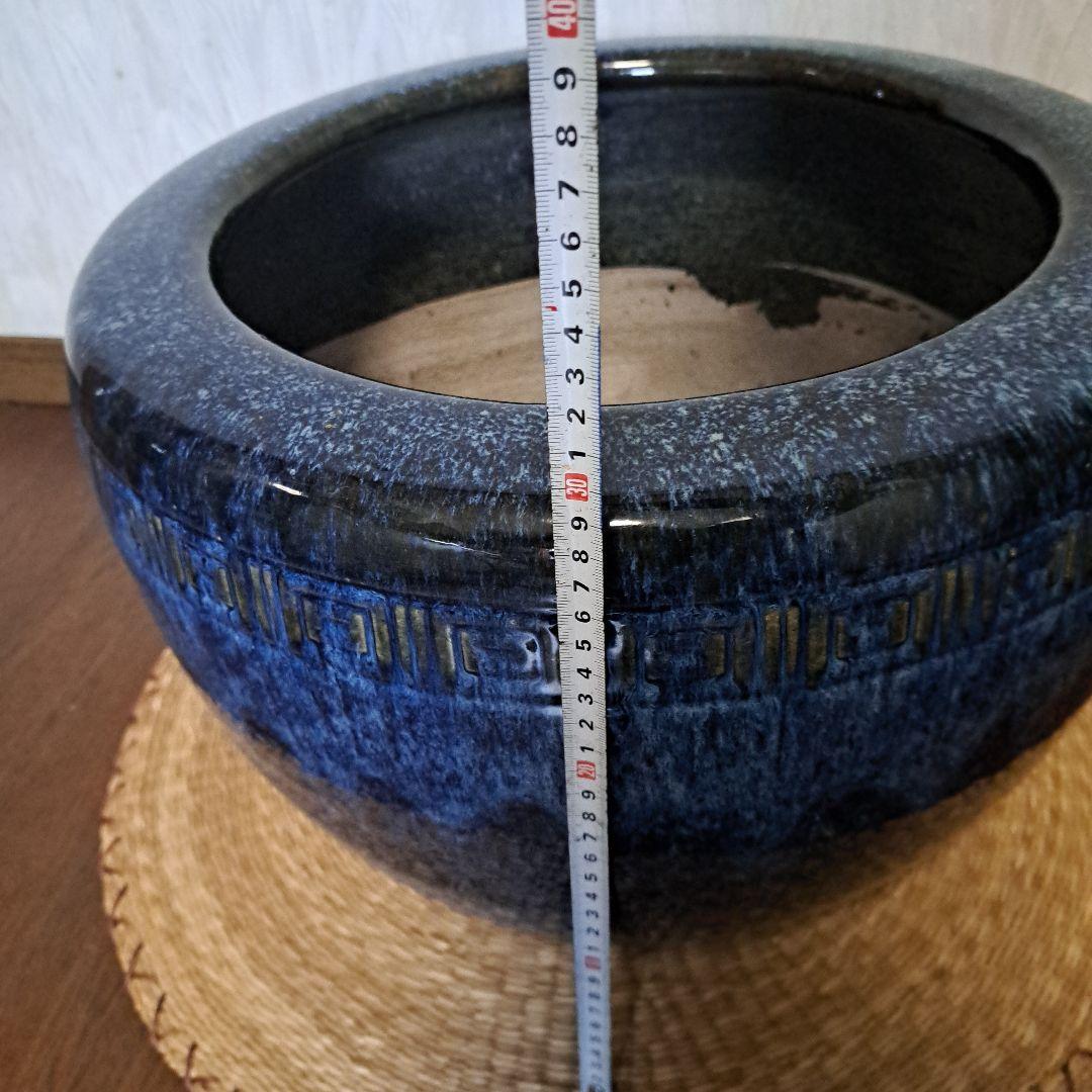 値下げしました❗大正～昭和レトロ「信楽焼・青色海鼠(ナマコ)丸火鉢