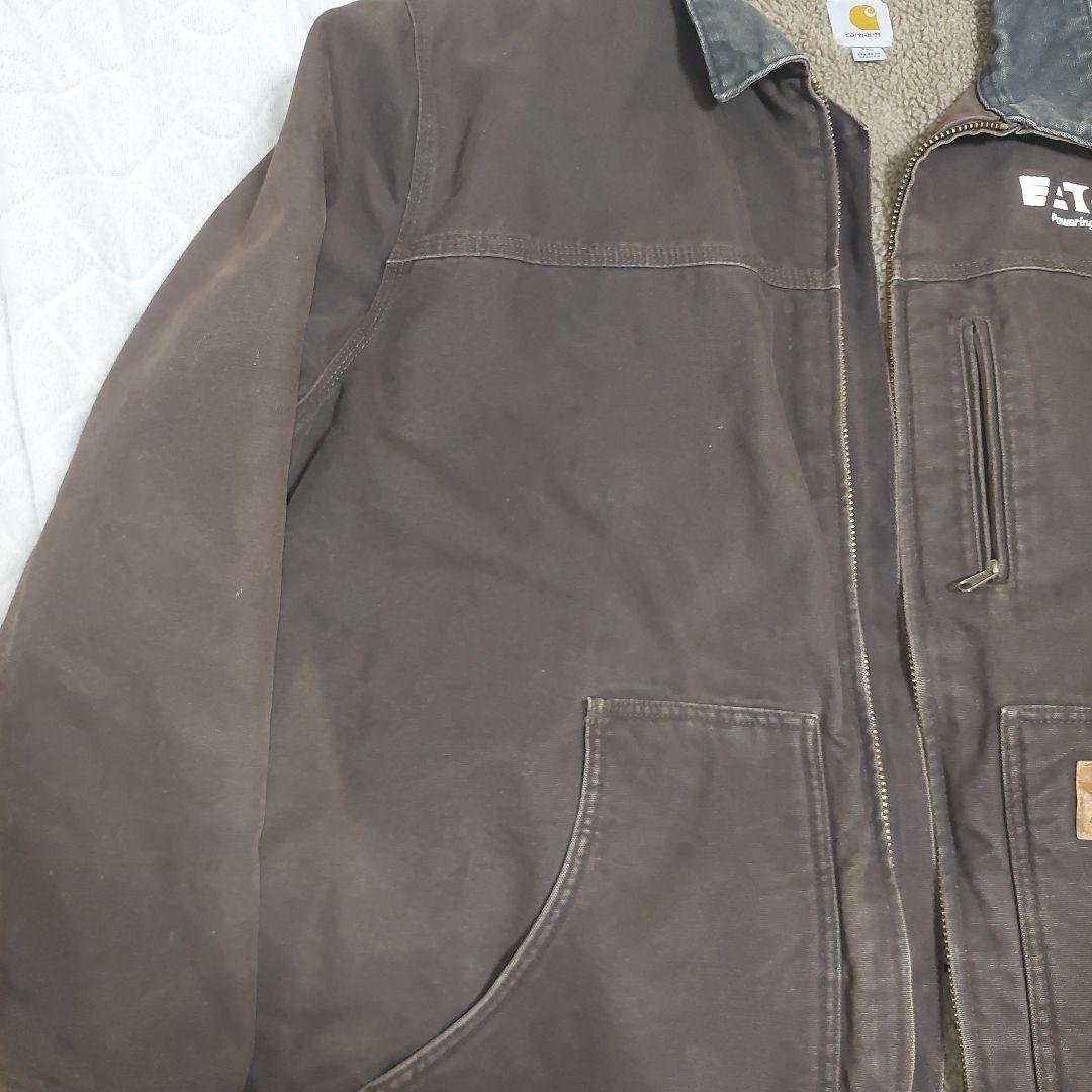 モ*ー様 Carhartt デトロイトジャケット ブラウン メキシコ製 企業ロゴ