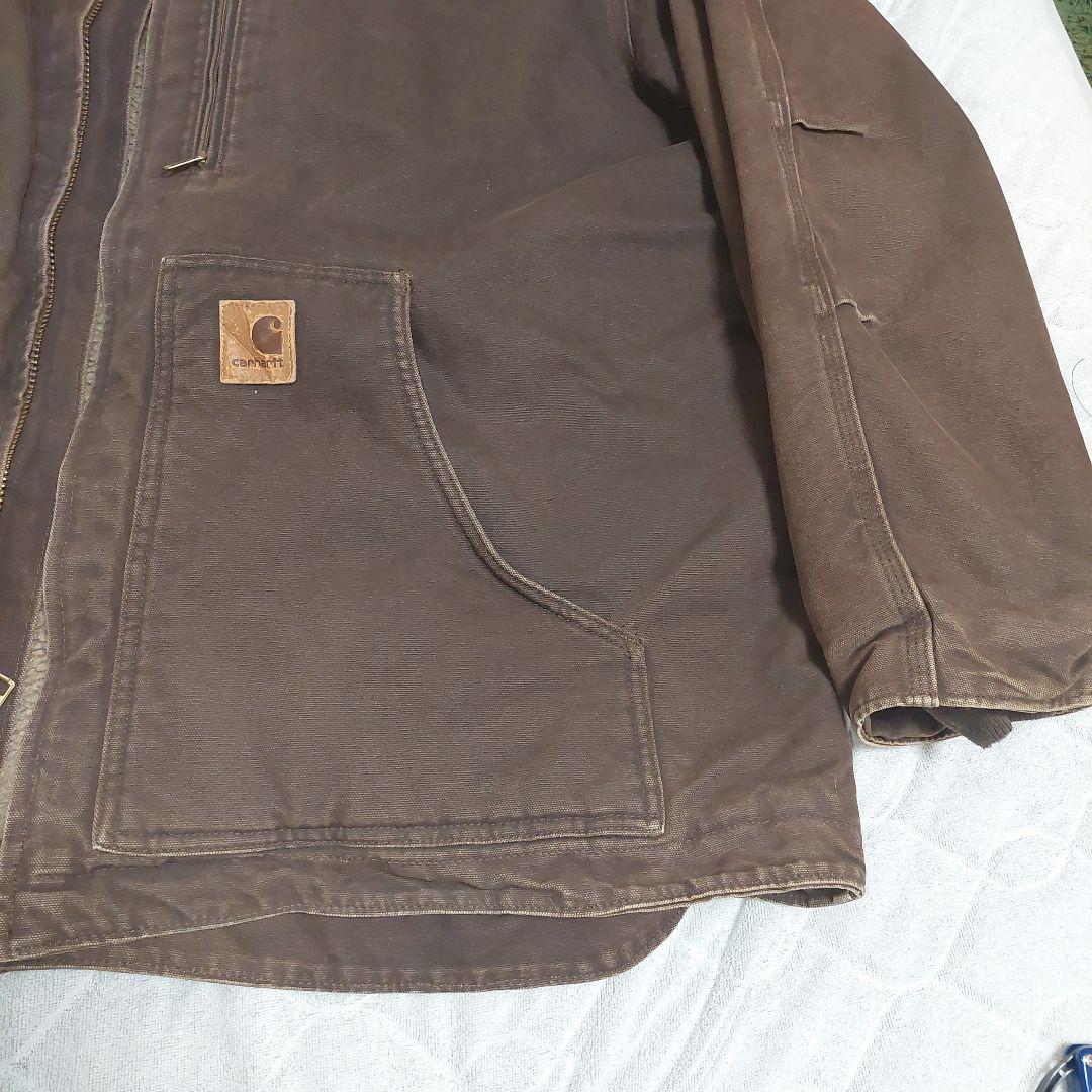 モ*ー様 Carhartt デトロイトジャケット ブラウン メキシコ製 企業ロゴ