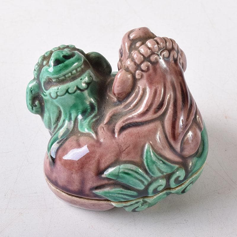 茶道具 九谷焼 九谷岩花造 色絵 獅子 香合 共布 共箱 V R8226 - メルカリ